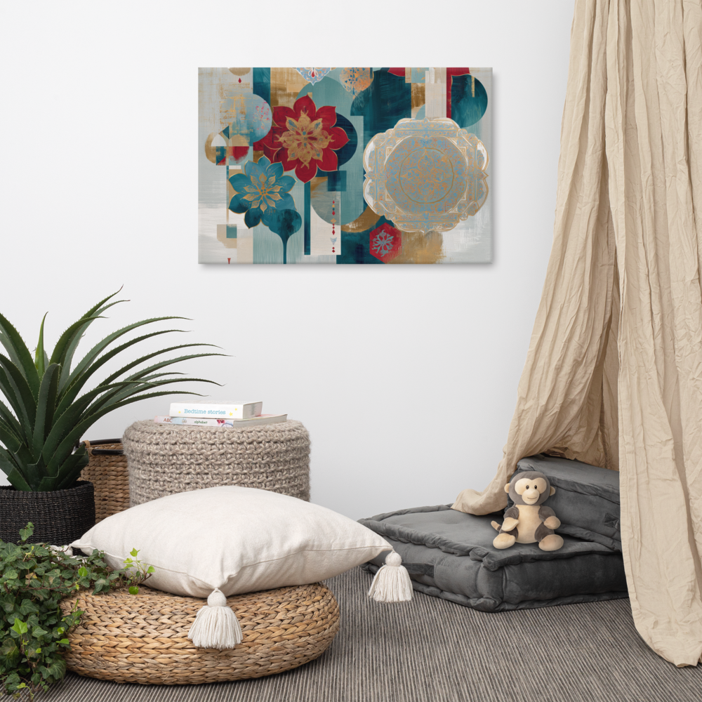 Modern Mughal Blooms – Red & Teal Harmony — view 6