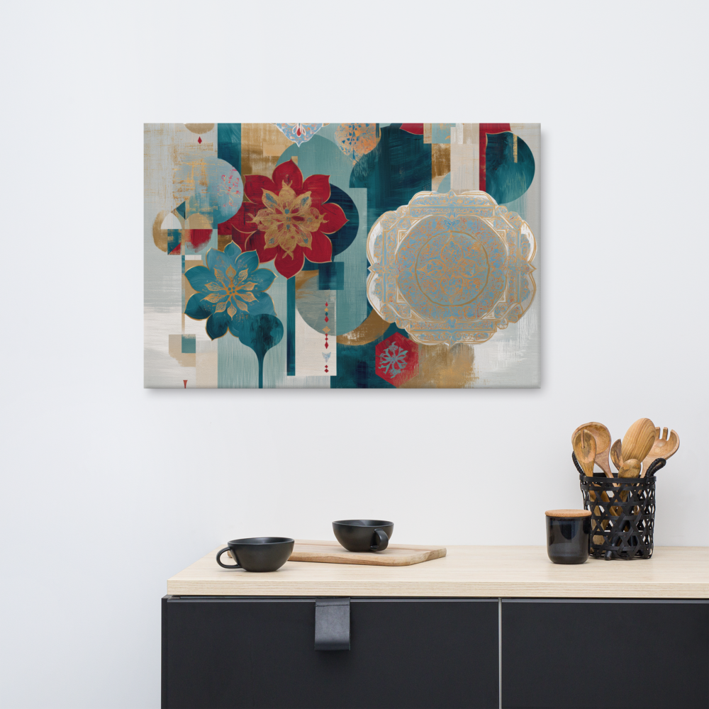 Modern Mughal Blooms – Red & Teal Harmony — view 7