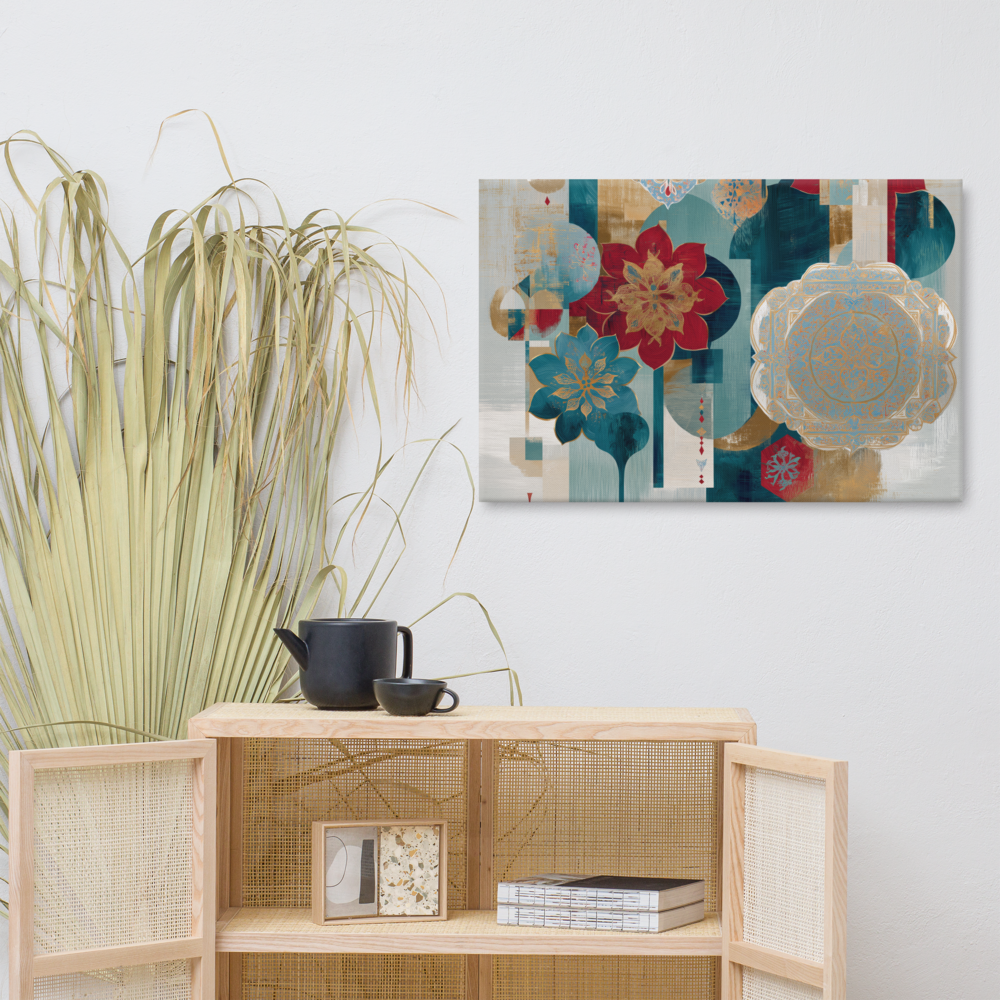 Modern Mughal Blooms – Red & Teal Harmony — view 8