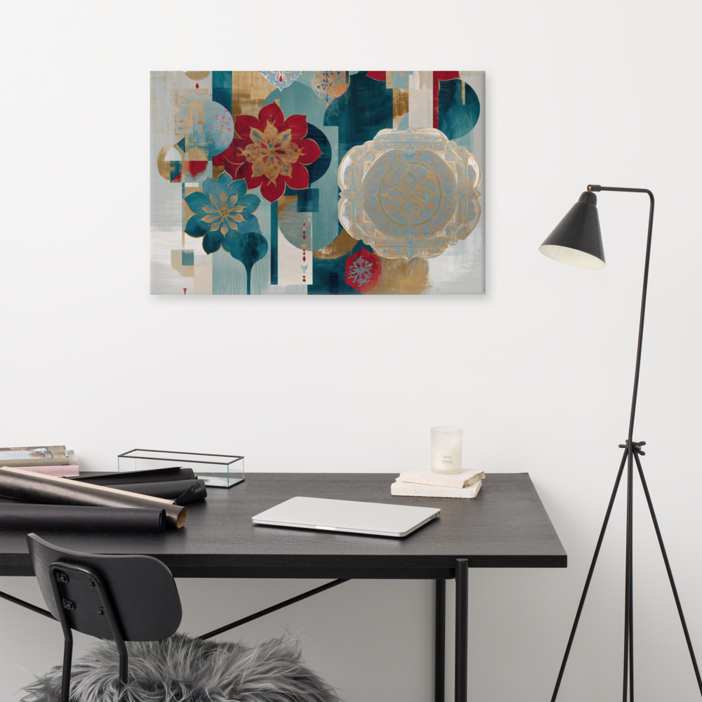 Modern Mughal Blooms – Red & Teal Harmony — view 10