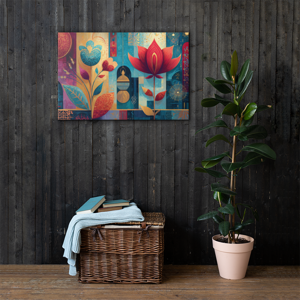 Prismatic Lotus Garden – Mughal Pop Canvas — view 14