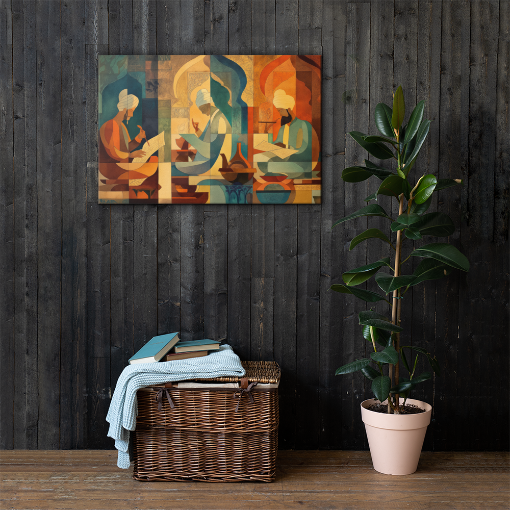 Scholars of the Mughal Era – Abstract Cultural Canvas Art | Mughal Heritage Wall Decor — view 11
