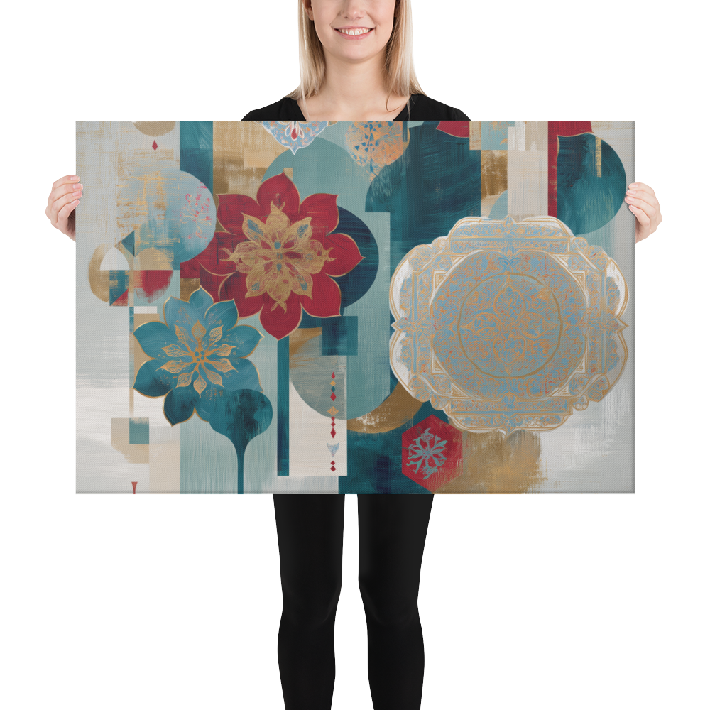 Modern Mughal Blooms – Red & Teal Harmony — view 14