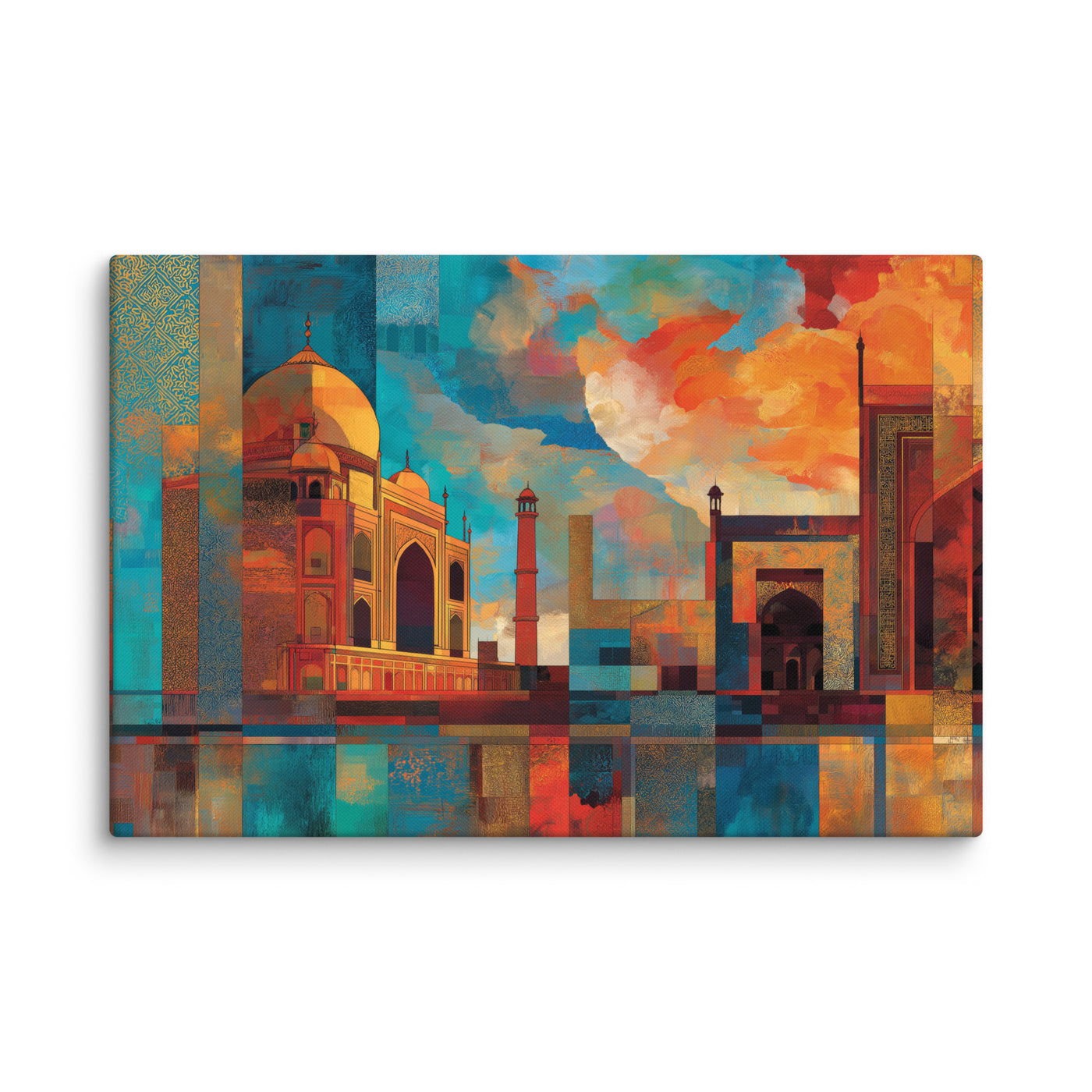 Reflections of the Taj – Mosaic Sunset Canvas — view 3