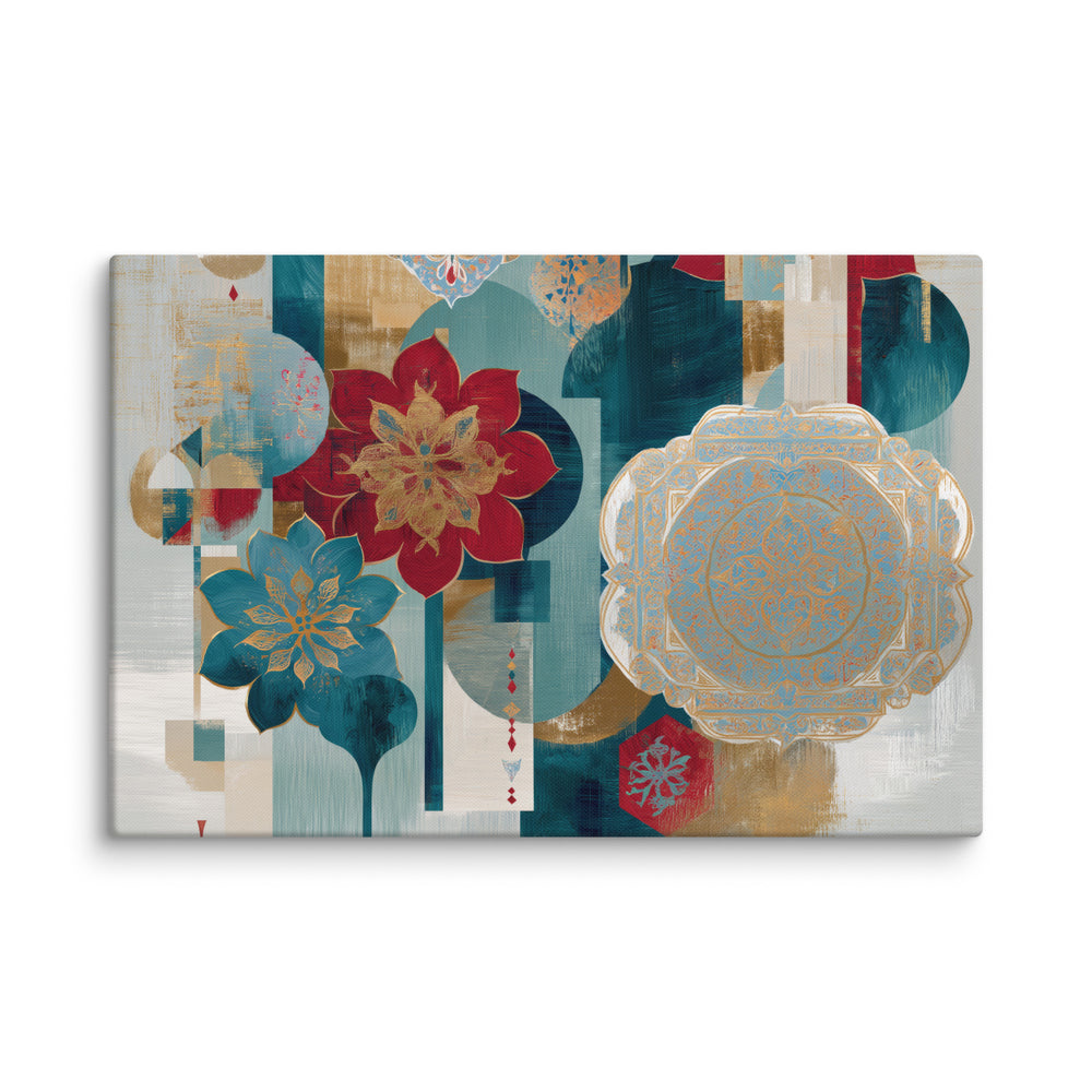 Modern Mughal Blooms – Red & Teal Harmony — view 4