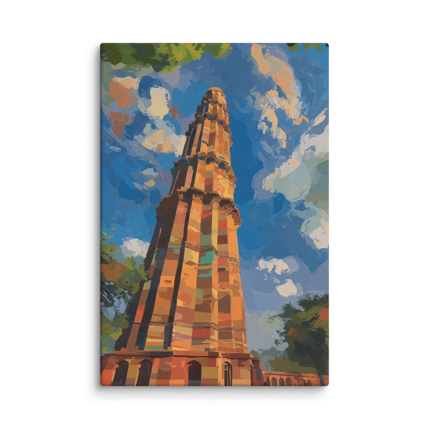 Echoes of Stone – Qutb Minar Mughal Architecture Canvas Wall Art — view 2