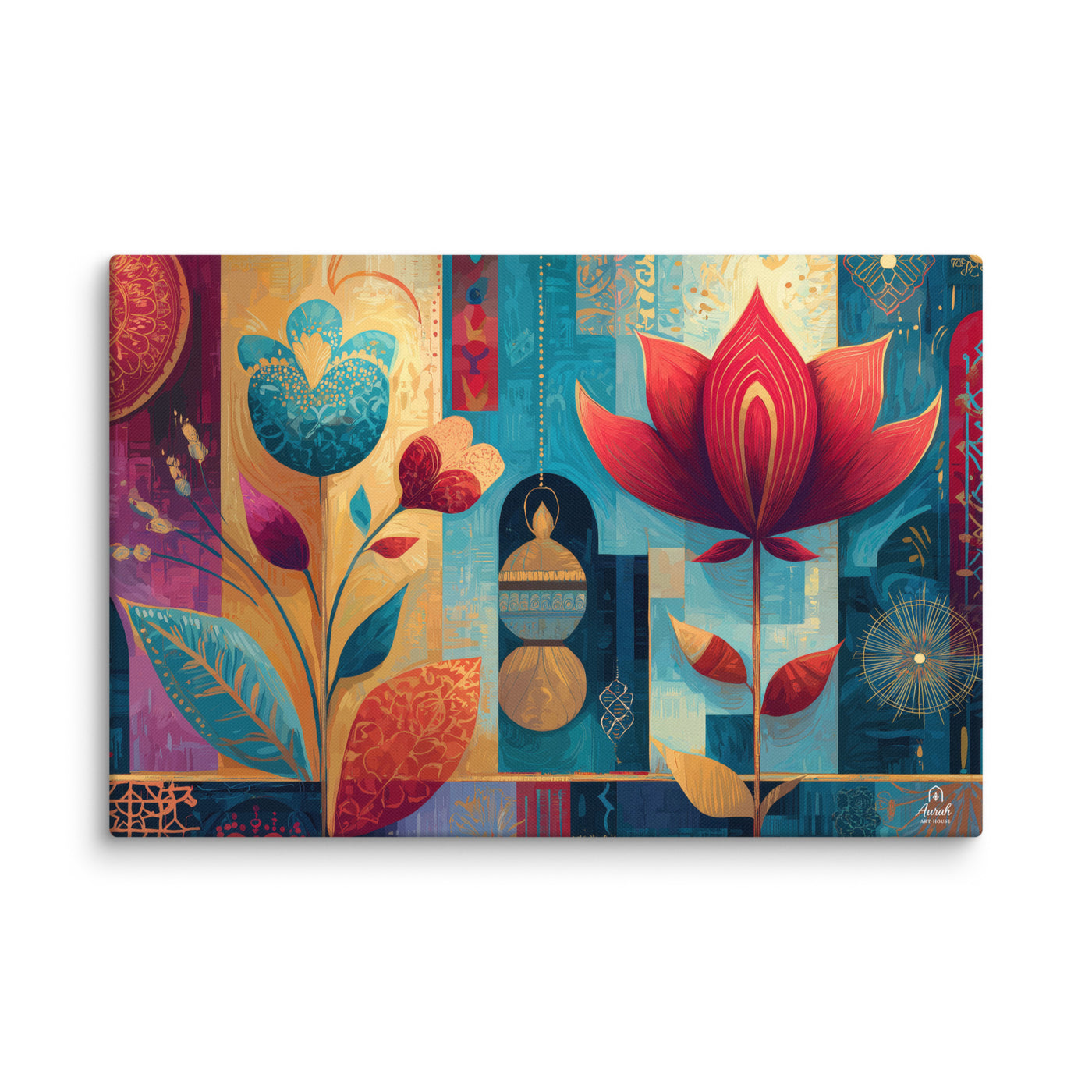 Prismatic Lotus Garden – Mughal Pop Canvas — view 3