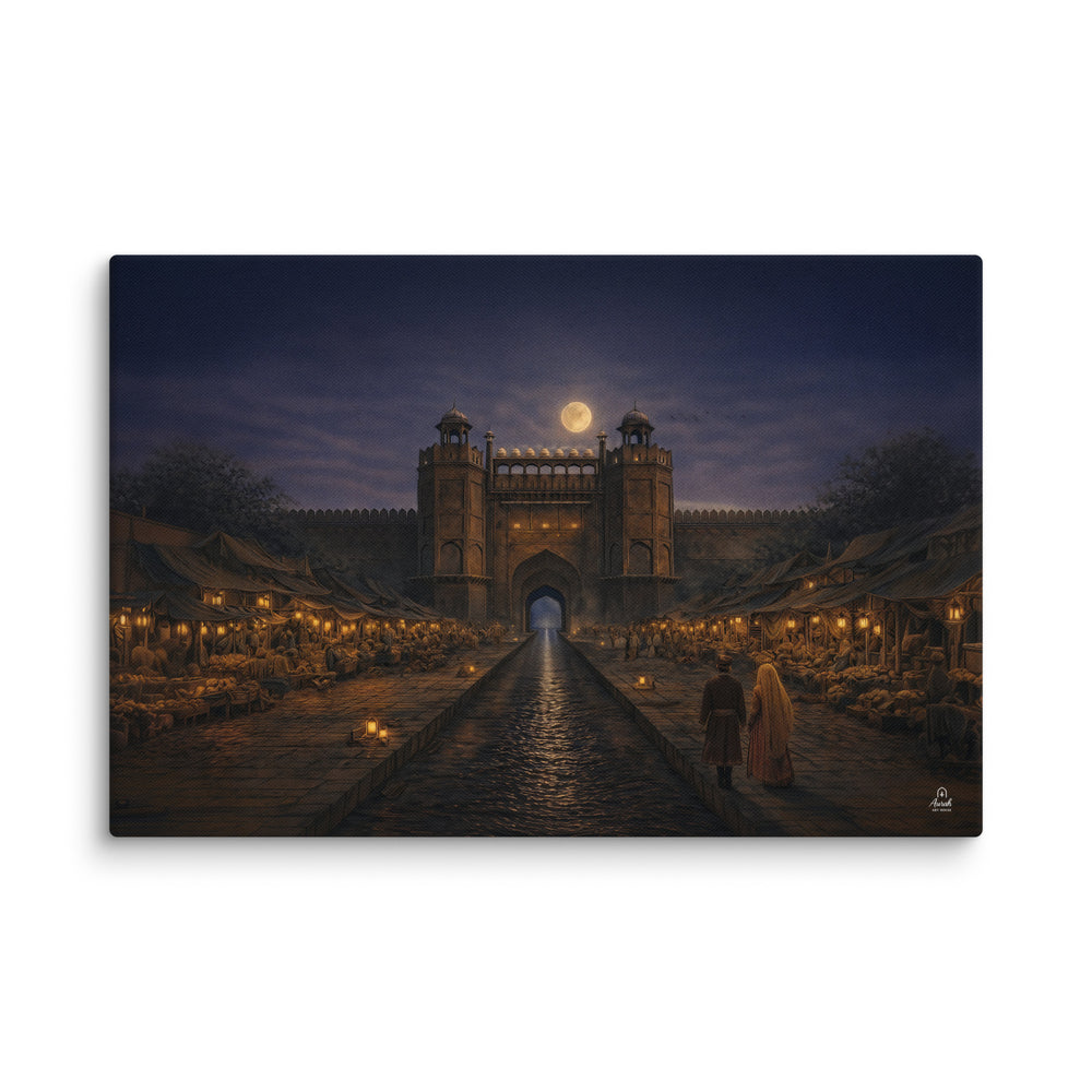 Chandni Chowk Moonlight – Mughal Night Market Canvas Art — view 4