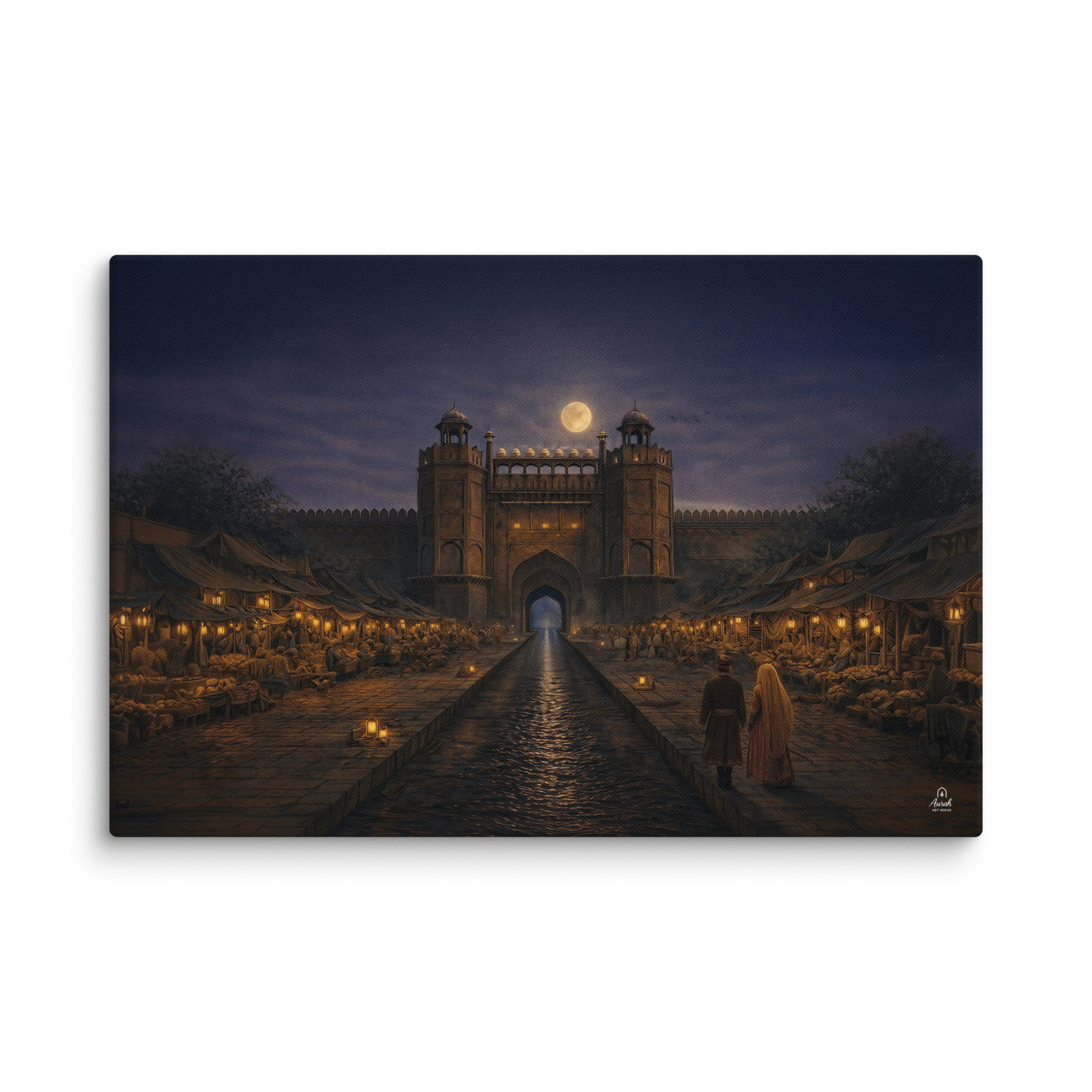 Chandni Chowk Moonlight – Mughal Night Market Canvas Art — view 4