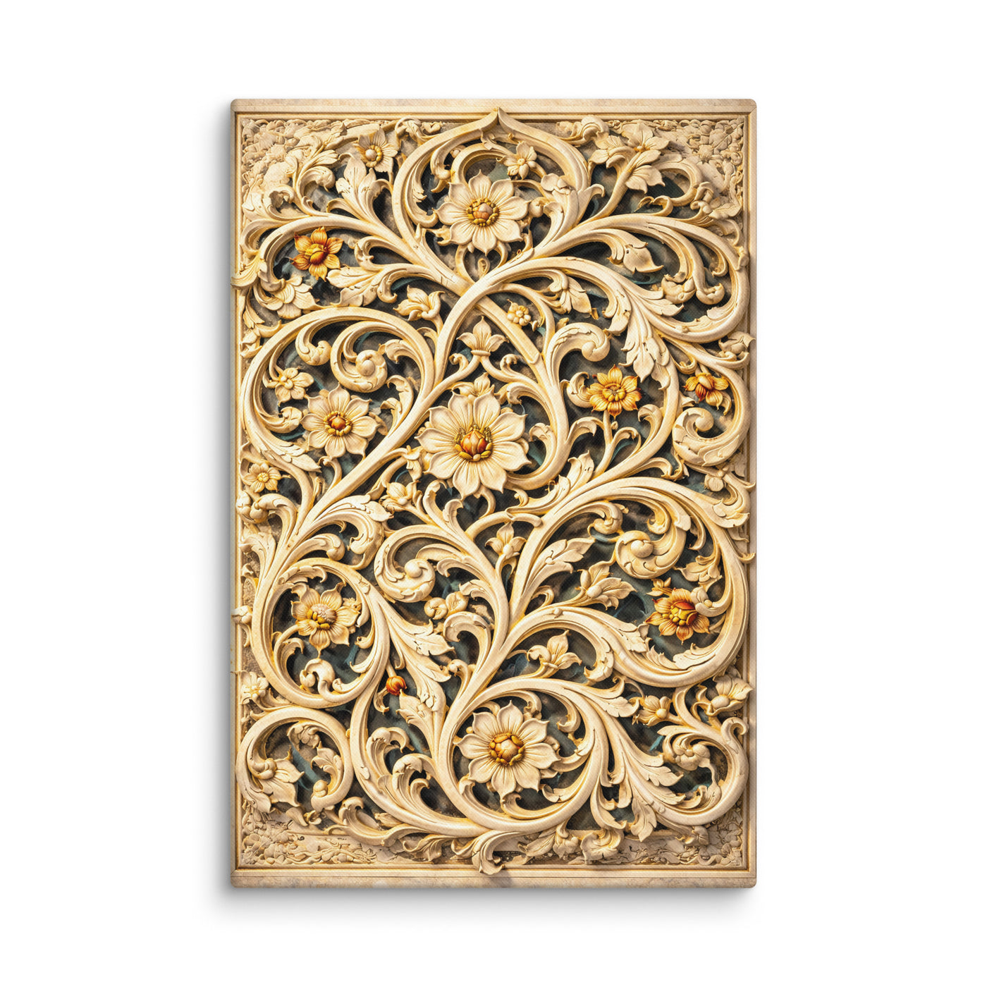 Arabesque Floral Jaali – Mughal Sculptural Canvas Art — view 1
