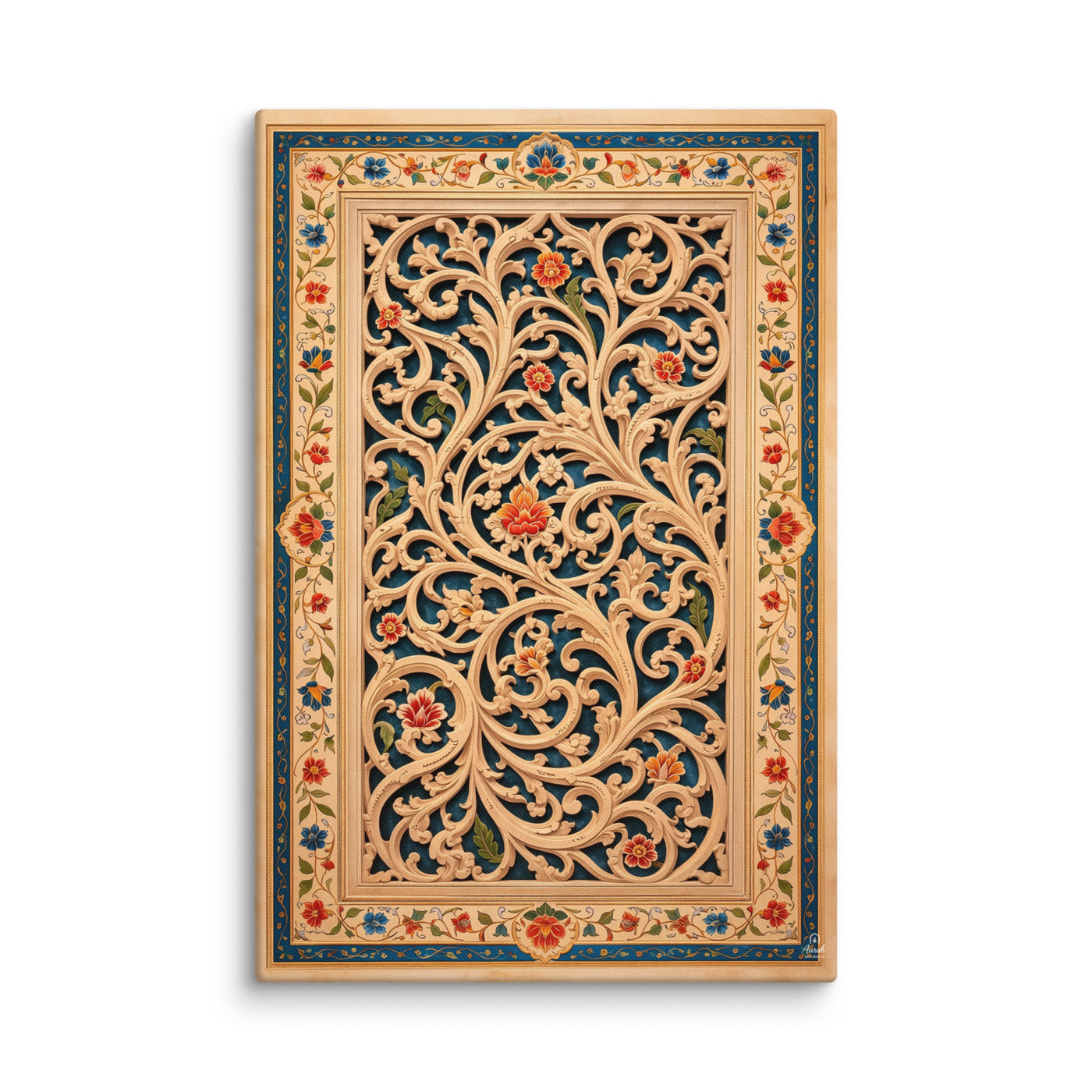 Arabesque Jaali Garden – Mughal Vine Lattice Canvas — view 1