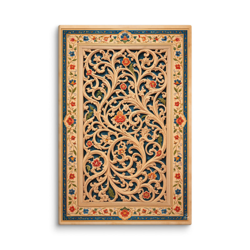 Arabesque Jaali Garden – Mughal Vine Lattice Canvas