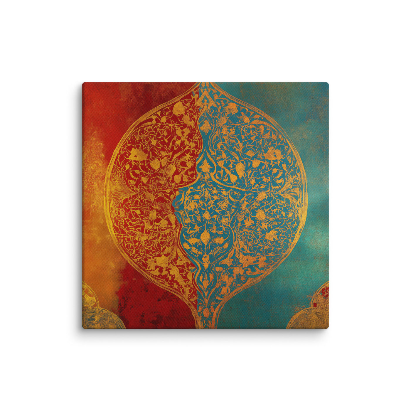 Harmony of Two Worlds – Mughal Inspired Abstract Floral Canvas Art — view 1