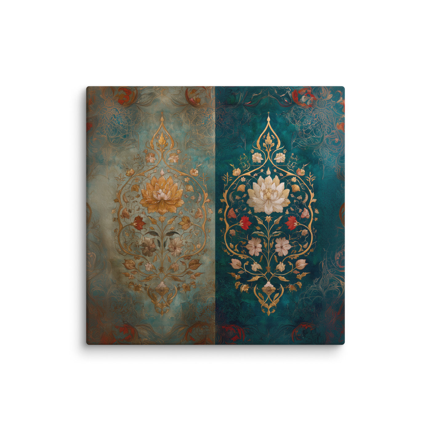Lotus of Two Realms – Mughal Floral Harmony Canvas Art — view 4