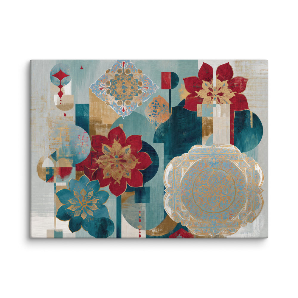 Modern Mughal Blooms – Red & Teal Harmony — view 2