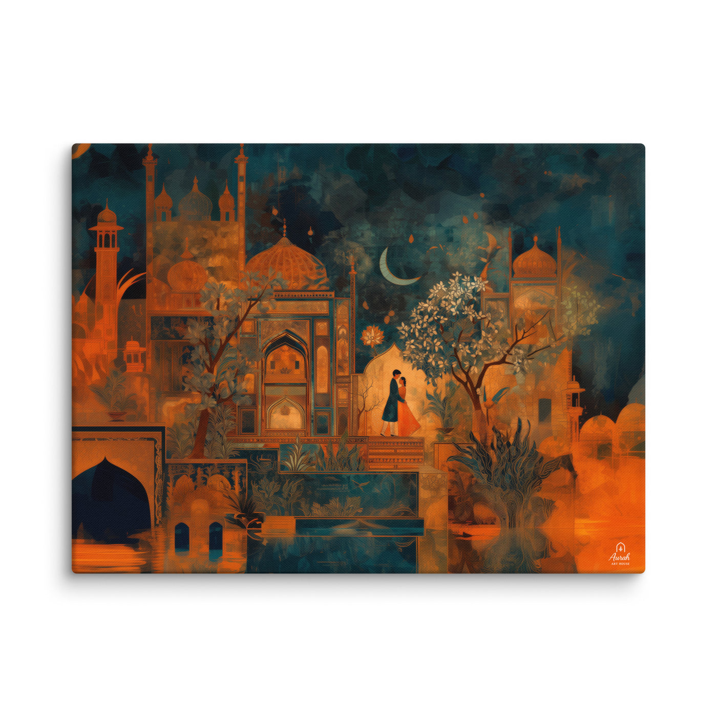 Eternal Embrace – Mughal Palace Romance Canvas Art — view 2