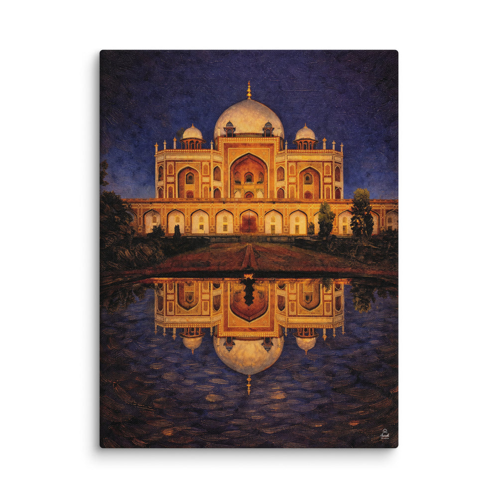 Humayun’s Tomb at Night – Mughal Architecture Canvas Print — view 2