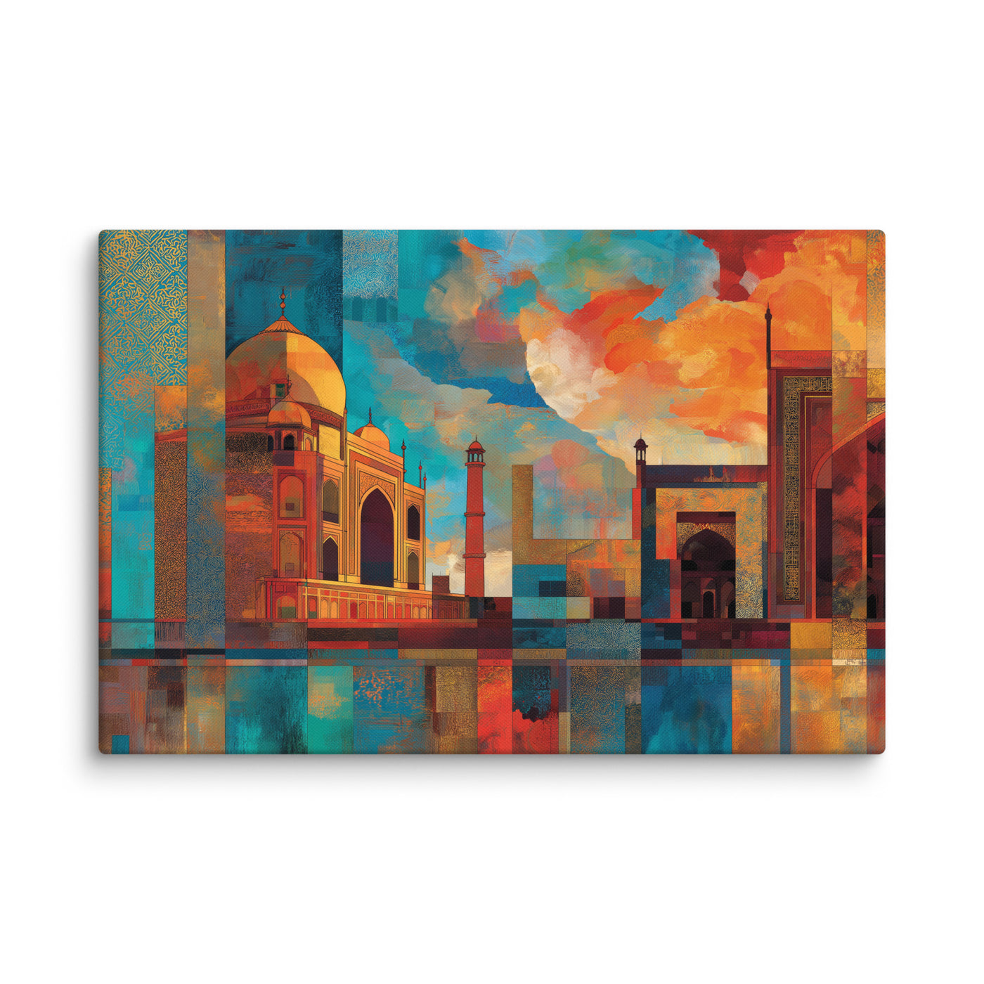Reflections of the Taj – Mosaic Sunset Canvas — view 4