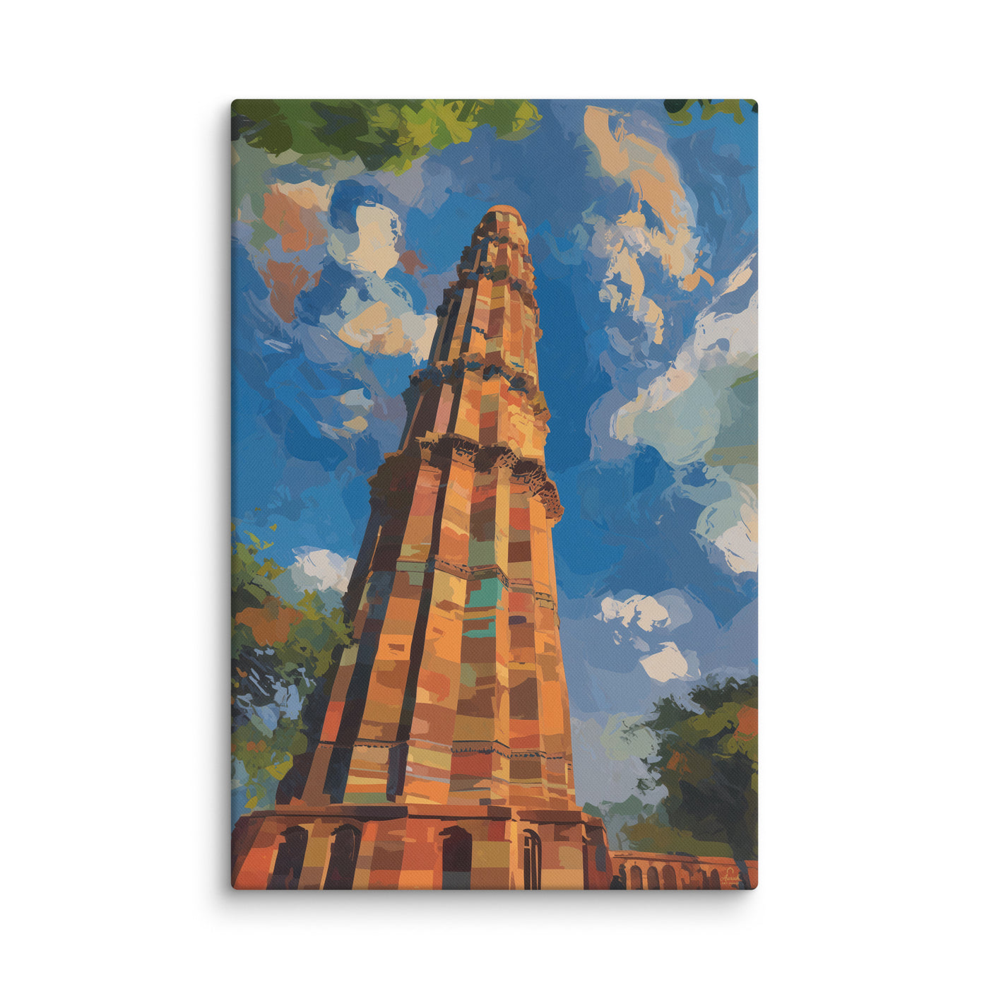 Echoes of Stone – Qutb Minar Mughal Architecture Canvas Wall Art — view 3