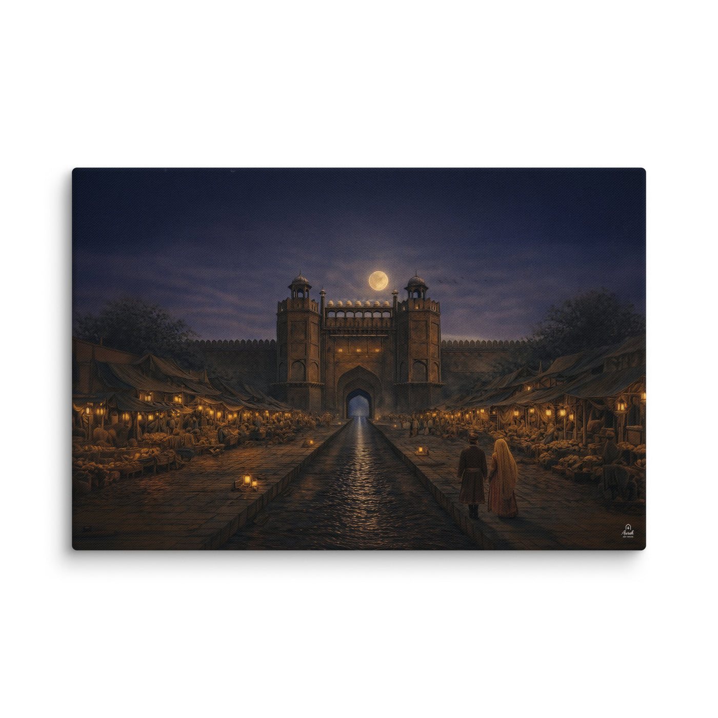 Chandni Chowk Moonlight – Mughal Night Market Canvas Art — view 1