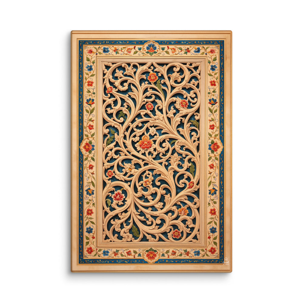 Arabesque Jaali Garden – Mughal Vine Lattice Canvas — view 3