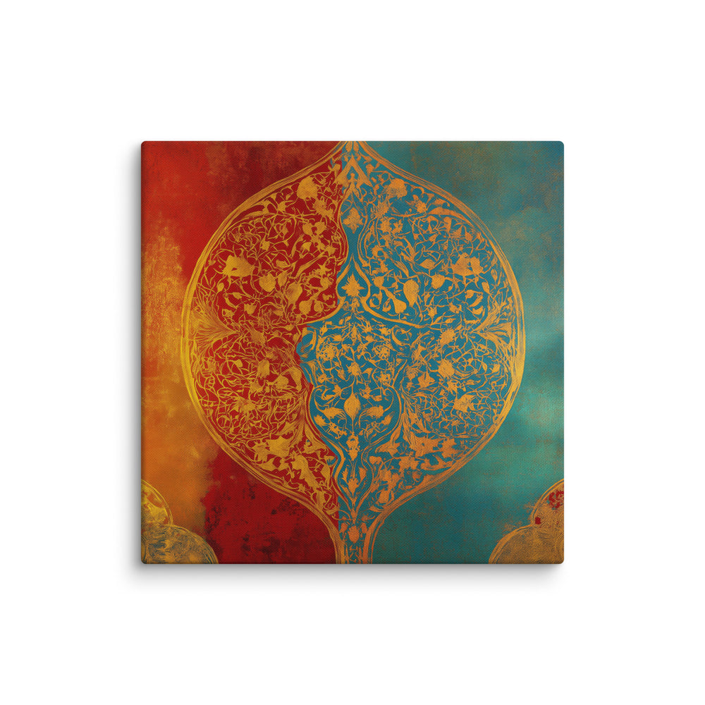 Harmony of Two Worlds – Mughal Inspired Abstract Floral Canvas Art — view 3