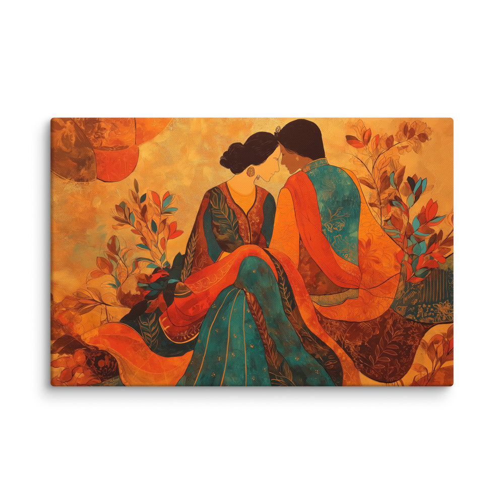 Amber Embrace of Anarkali & Salim – Mughal Romance Canvas Art — view 4