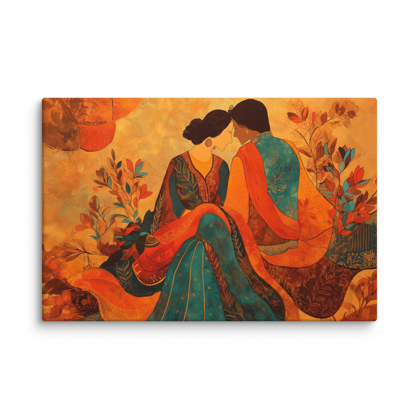 Amber Embrace of Anarkali & Salim – Mughal Romance Canvas Art — view 4