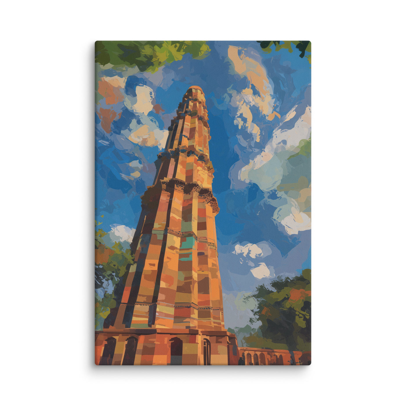 Echoes of Stone – Qutb Minar Mughal Architecture Canvas Wall Art — view 4