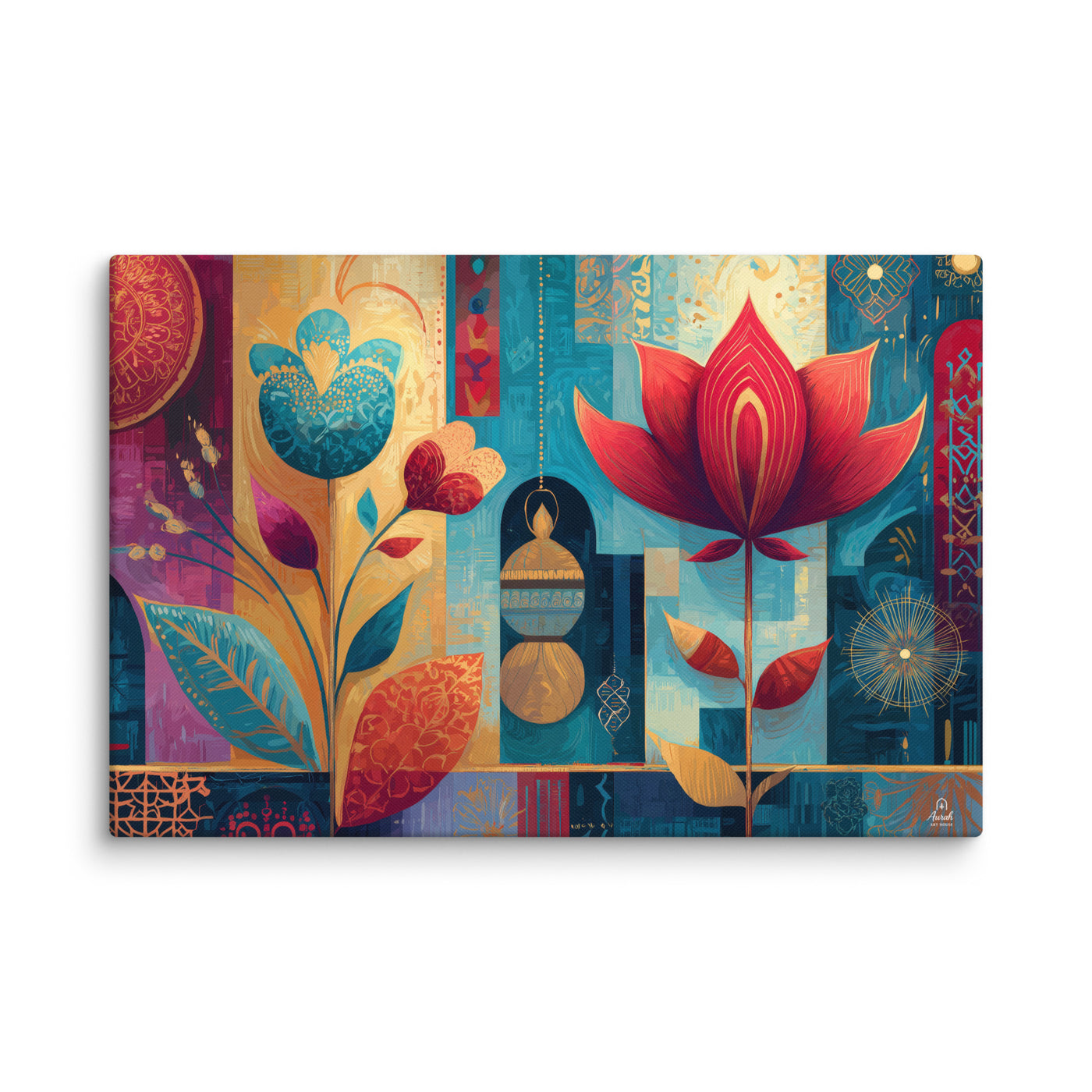 Prismatic Lotus Garden – Mughal Pop Canvas — view 4