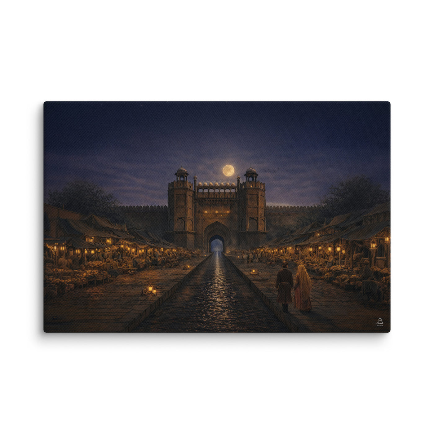 Chandni Chowk Moonlight – Mughal Night Market Canvas Art — view 2