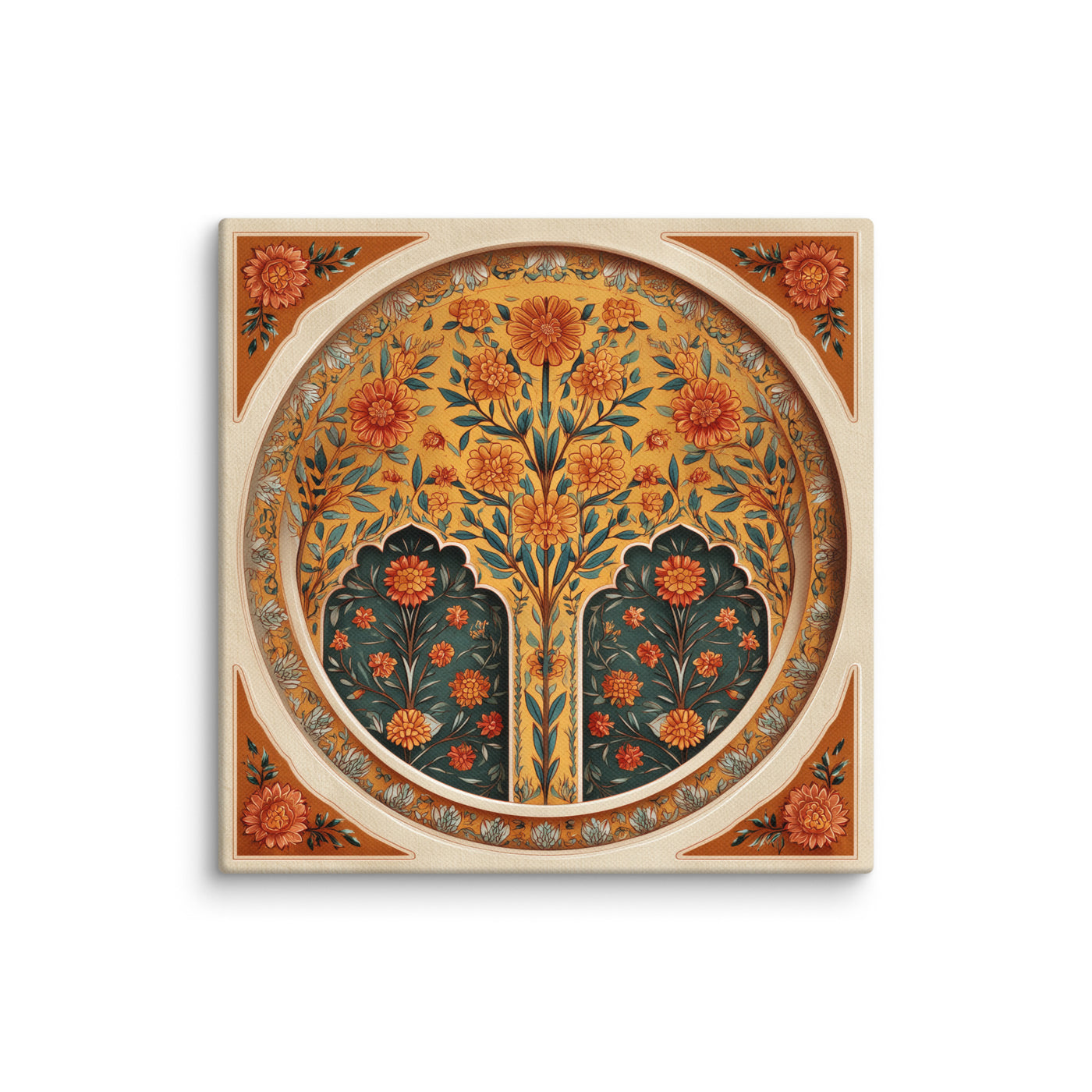 Golden Blossom Arch — Mughal Floral Harmony Canvas — view 3