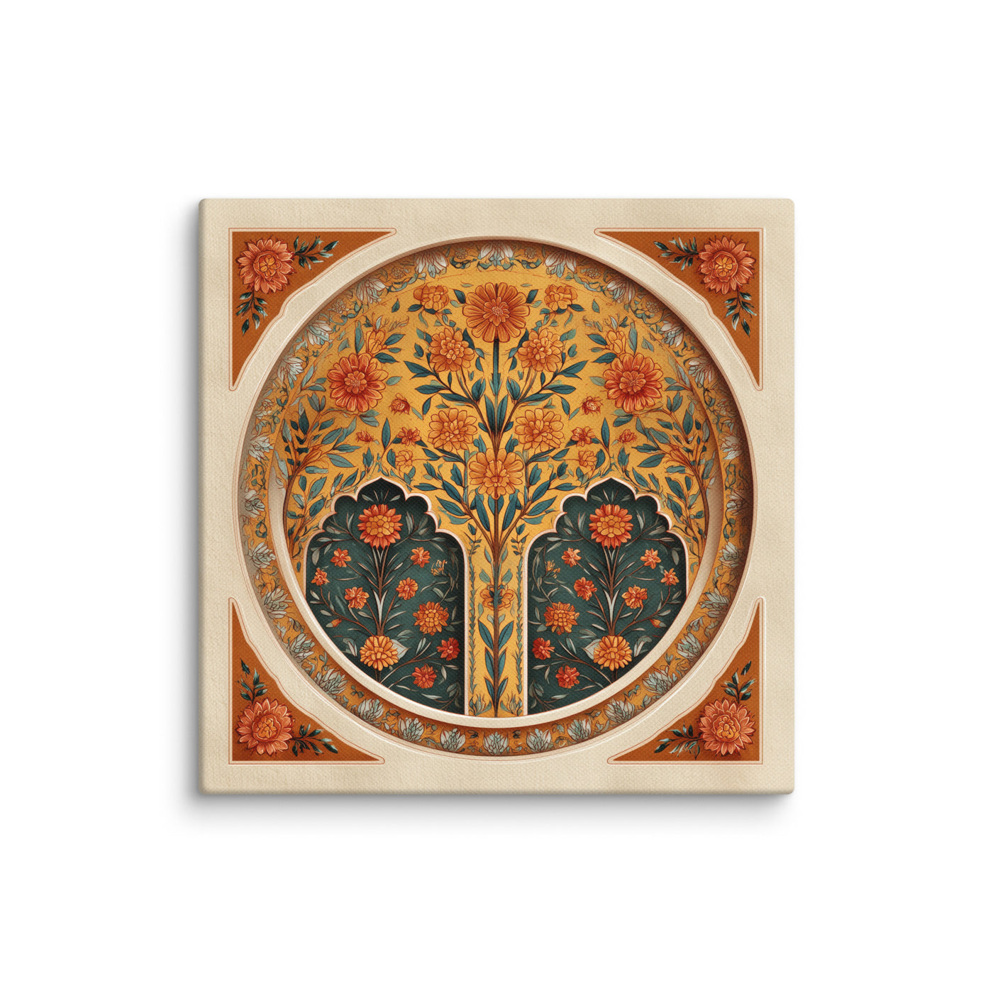 Golden Blossom Arch — Mughal Floral Harmony Canvas — view 4