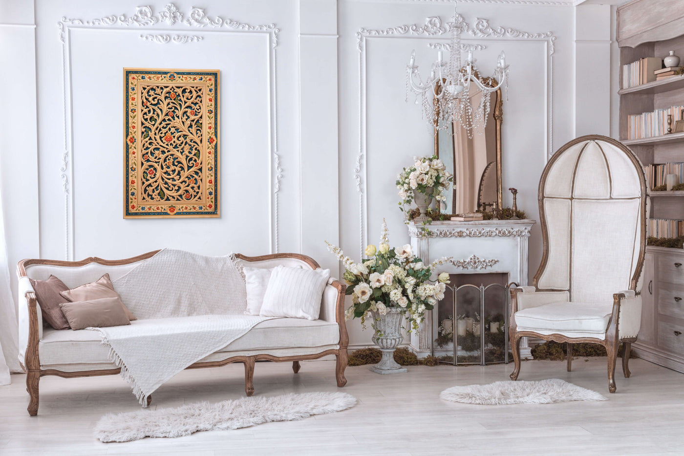 Arabesque Jaali Garden – Mughal Vine Lattice Canvas — view 9