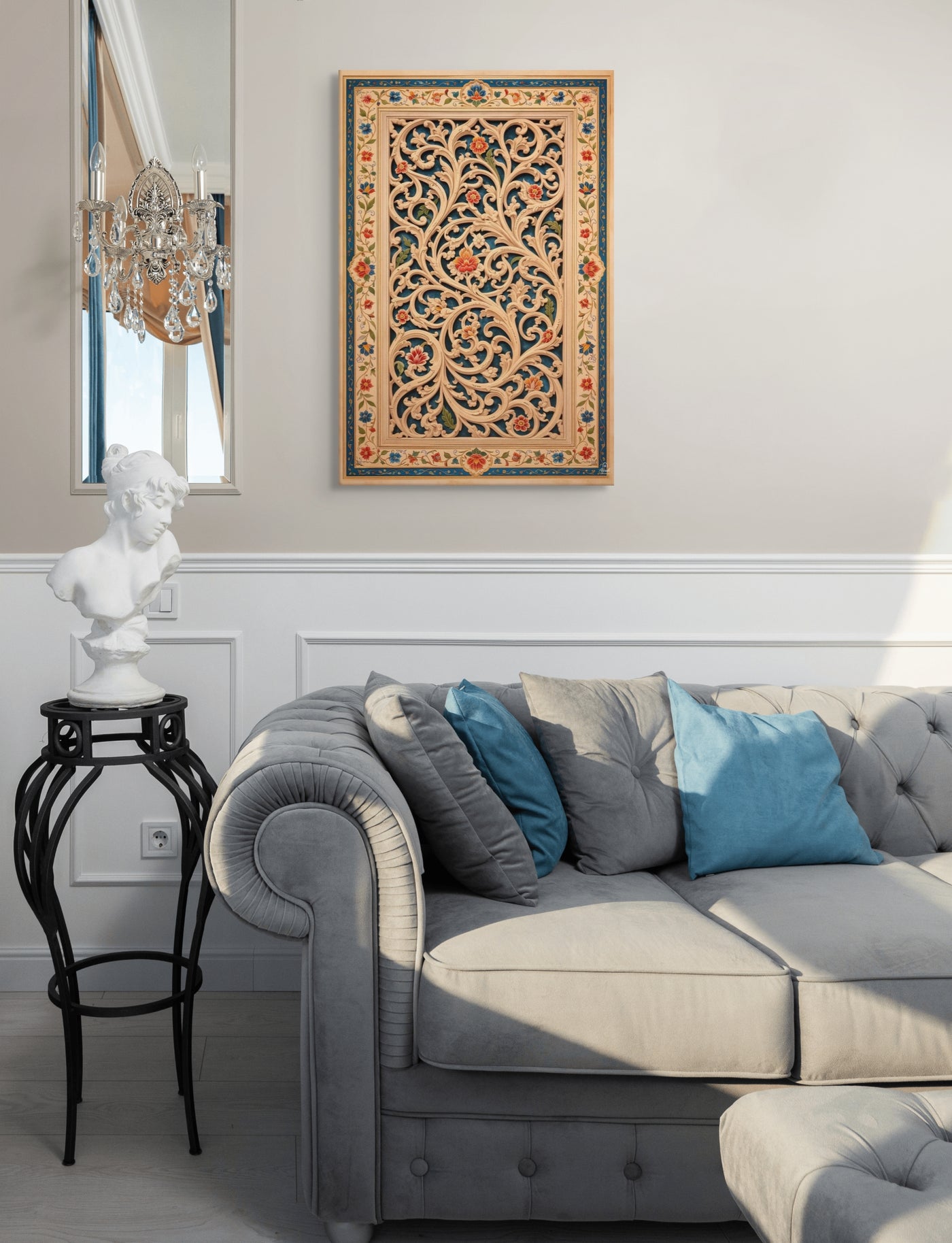 Arabesque Jaali Garden – Mughal Vine Lattice Canvas — view 13