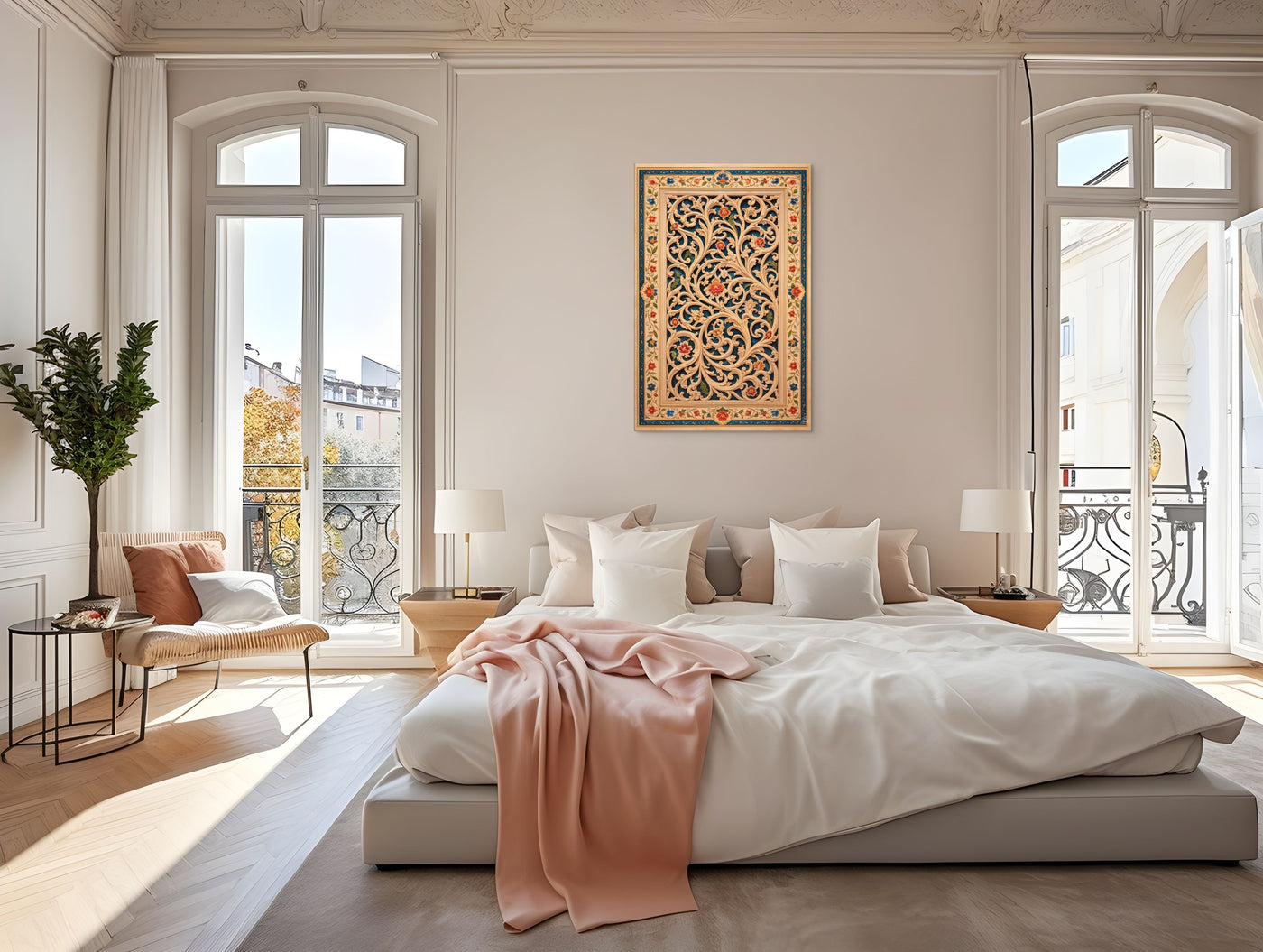 Arabesque Jaali Garden – Mughal Vine Lattice Canvas — view 4