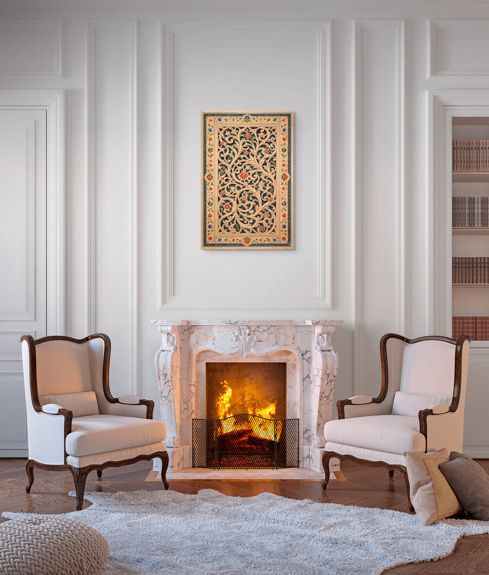 Arabesque Jaali Garden – Mughal Vine Lattice Canvas — view 8