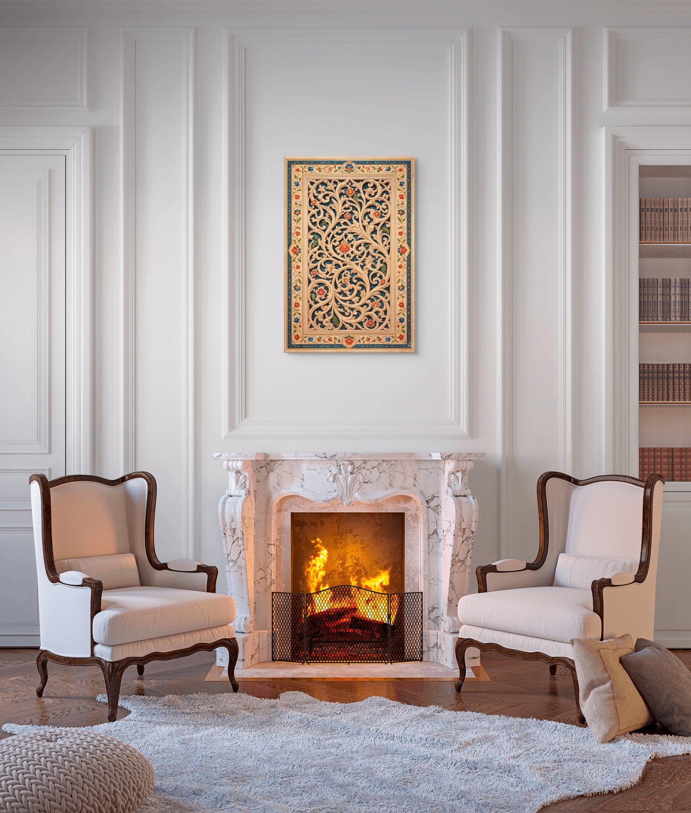 Arabesque Jaali Garden – Mughal Vine Lattice Canvas — view 8