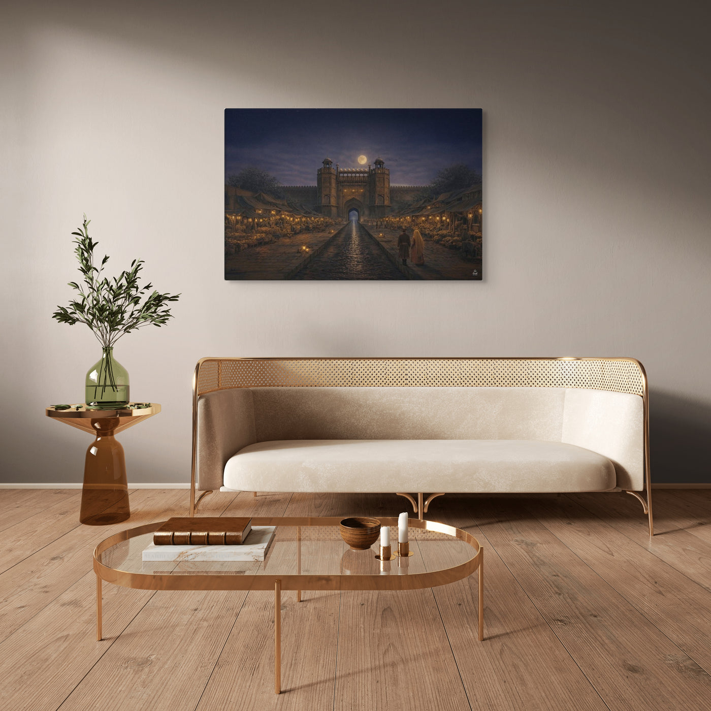 Chandni Chowk Moonlight – Mughal Night Market Canvas Art — view 9
