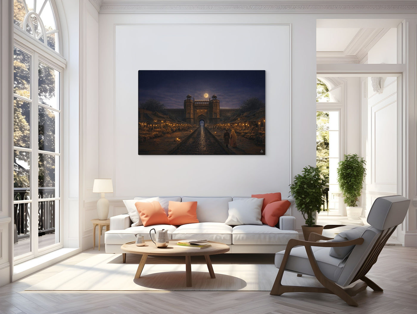Chandni Chowk Moonlight – Mughal Night Market Canvas Art — view 10