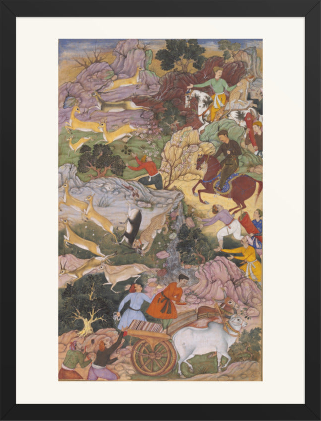 Akbar Hunting with Cheetahs — Akbarnama Folio | Restored Mughal Wall Art — view 17