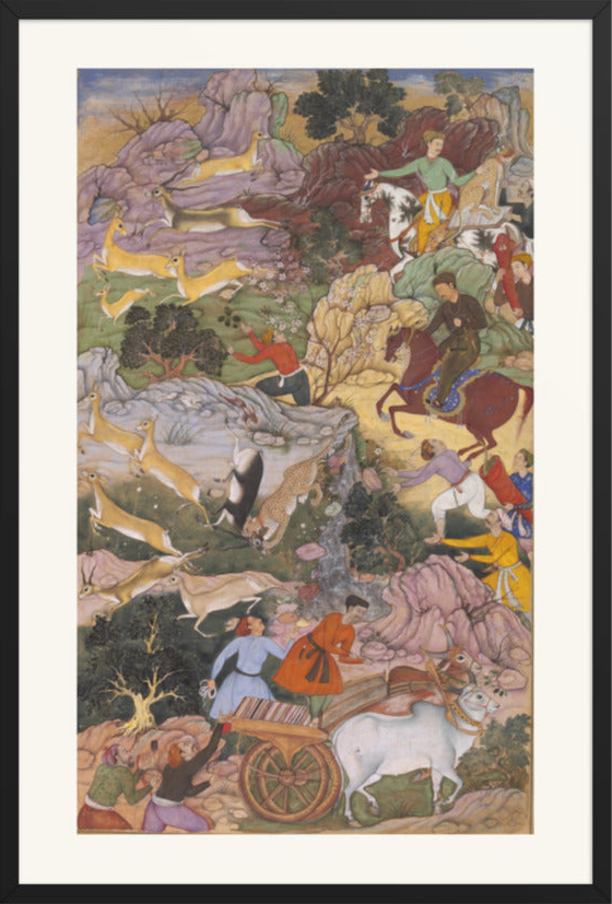 Akbar Hunting with Cheetahs — Akbarnama Folio | Restored Mughal Wall Art — view 18