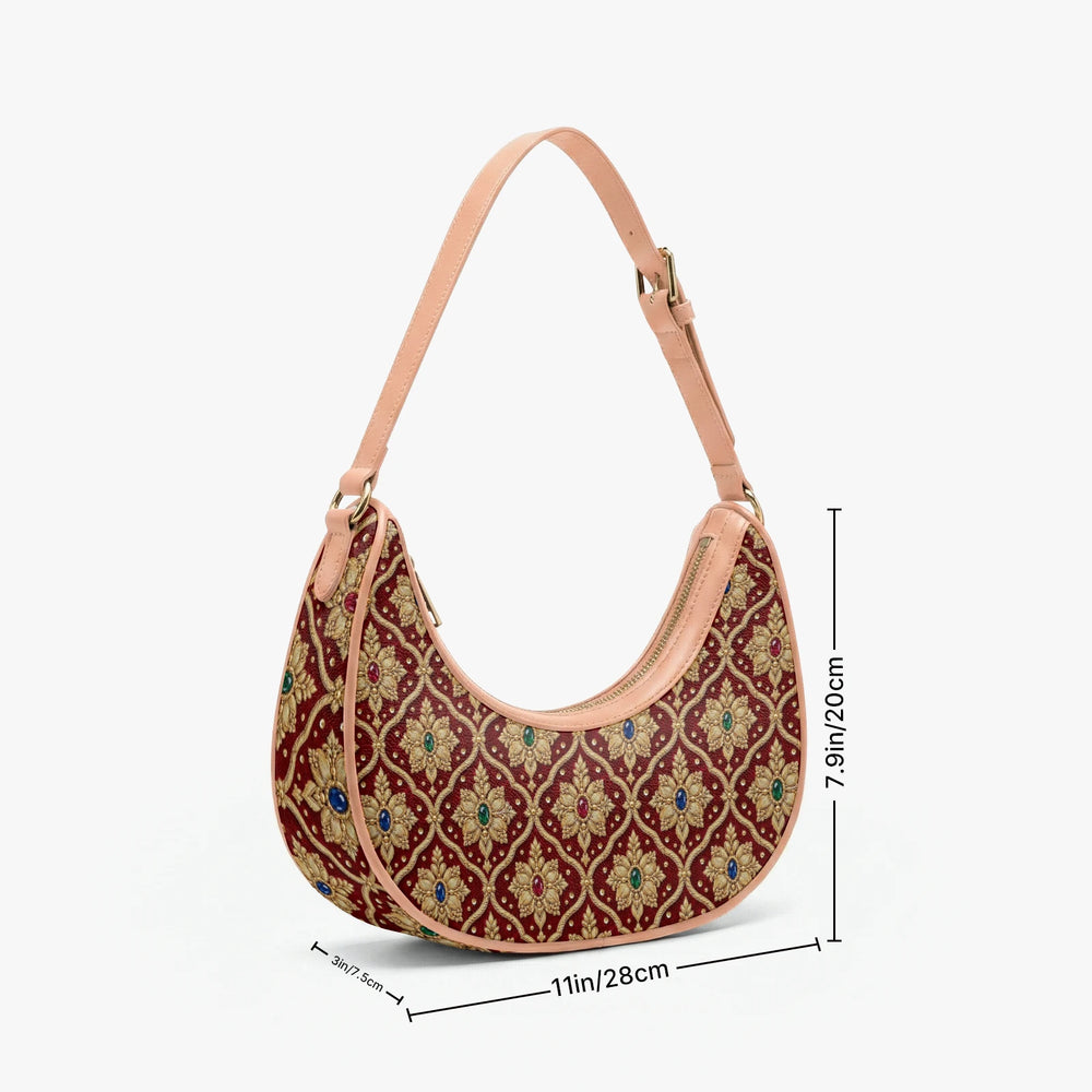 Shahi Zardozi — Wine & Gold Crescent Shoulder Bag — view 9
