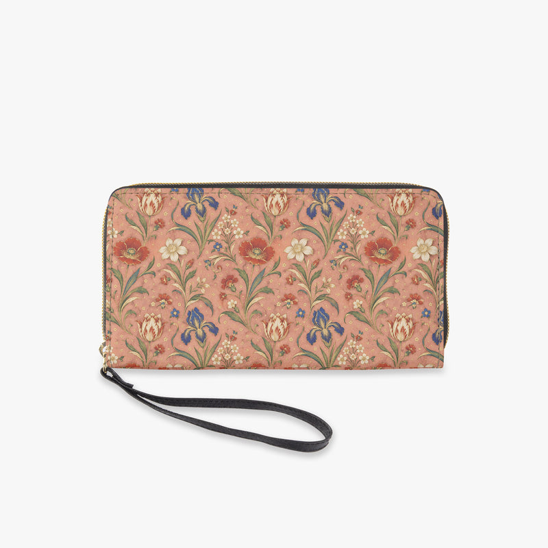 Hashiya Flowers — Apricot Wristlet Clutch Wallet