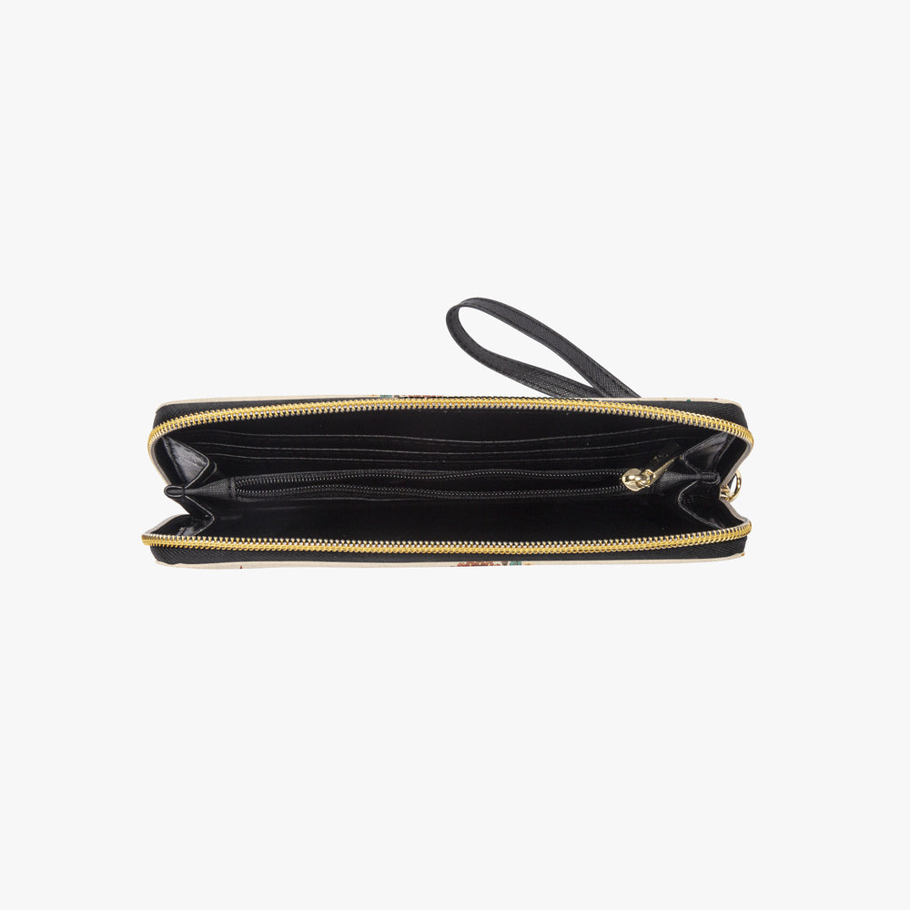 Embroidered Buta — Ivory Wristlet Clutch Wallet — view 7