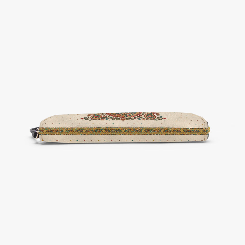 Embroidered Buta — Ivory Wristlet Clutch Wallet — view 6