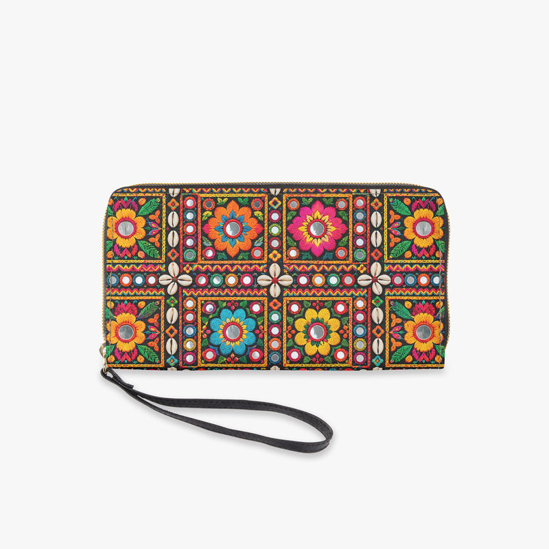 Kutch Mirror-Work — Multicolour Wristlet Clutch Wallet