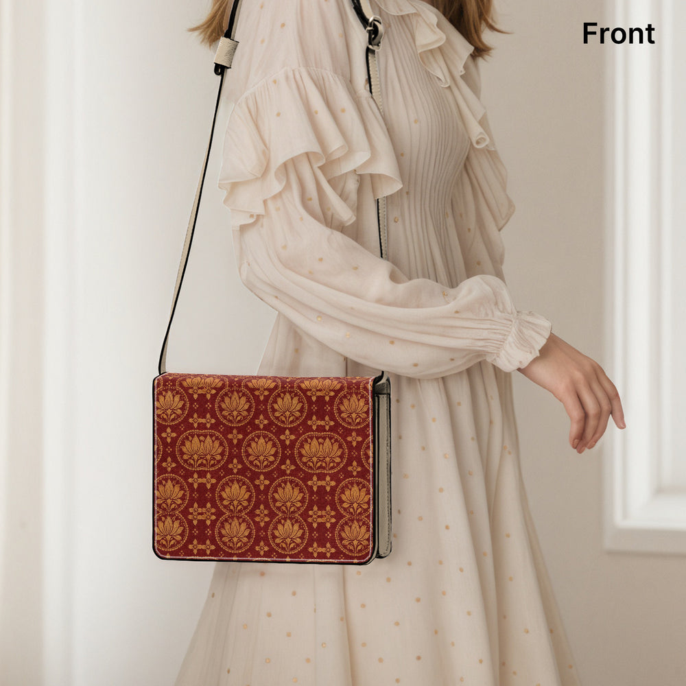 Bagru Lotus — Madder Red Book Crossbody Bag — view 6