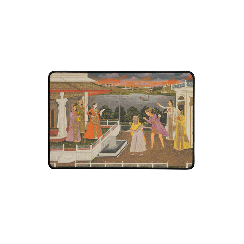 A Blindfolded Suitor Before a Princess — Mughal Art Desk Mat