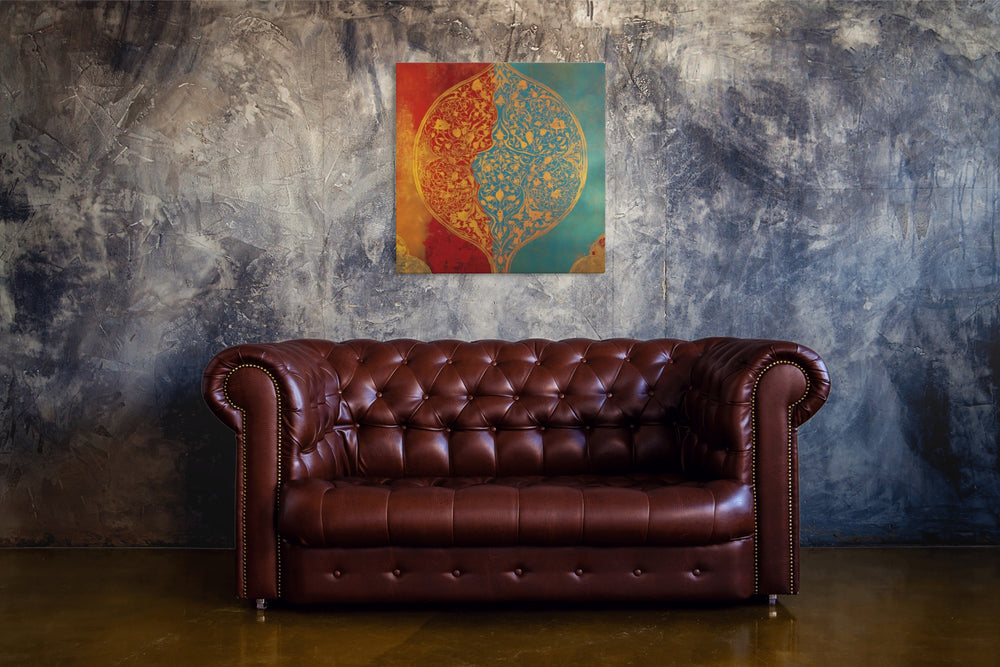 Harmony of Two Worlds – Mughal Inspired Abstract Floral Canvas Art — view 4